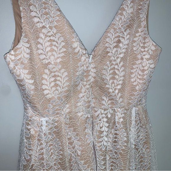 Lulus "All of My Heart" Lace Skater Dress White Nude V-neckline Size Medium - Picture 10 of 15